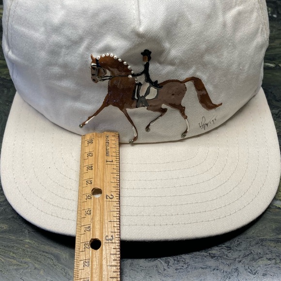 Equestrian Hand Painted Ball Cap Hat Horse Dressage White New main image 7